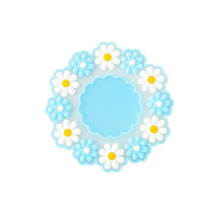Household High Temperature Resistant Daisy Coasters Kitchen Tabletop Insulation Mat, Blue Small, Pink Large, Blue Large