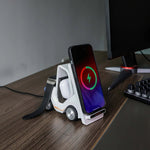 شاحن لاسلكي مكتبي صغير على شكل رافعة شوكية 3 في 1 T20S بقوة 15 واط مع ضوء جوي LED