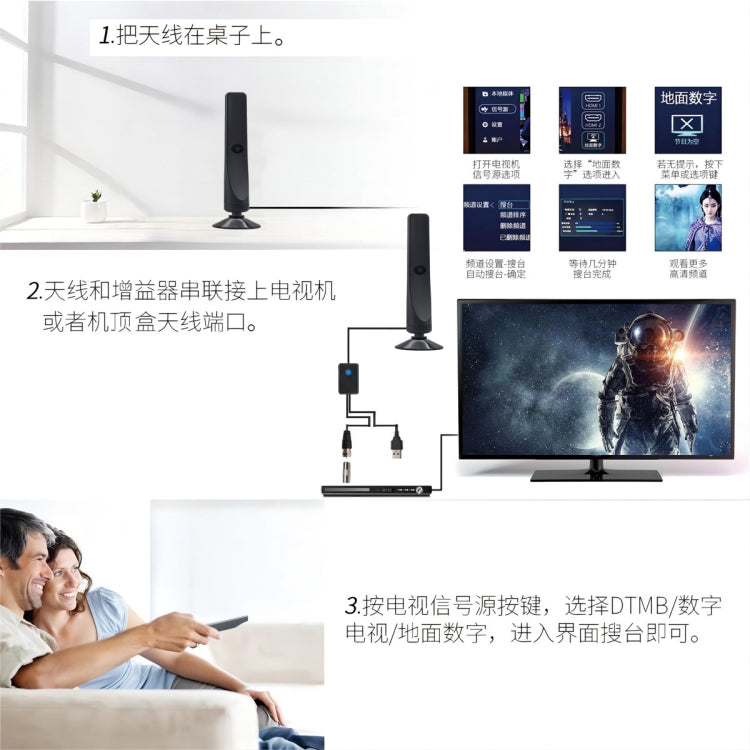 هوائي تلفاز رقمي داخلي بدقة 4K 1080P للقنوات المحلية بمدى 50 ميلاً مع مضخم إشارة، 50 ميلاً 20dBi HDTV-T2