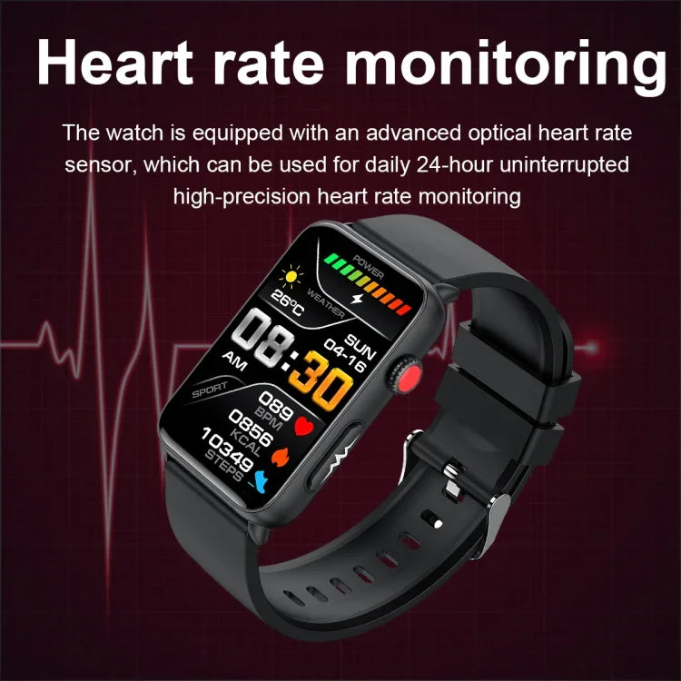 ساعة ذكية خاتم قياس ECG درجة الحرارة معدل ضربات القلب ضغط الدم الصحة بلوتوث ساعة محادثة، سيليكون أسود، سيليكون أحمر، سيليكون أزرق، جلد أسود، جلد بني