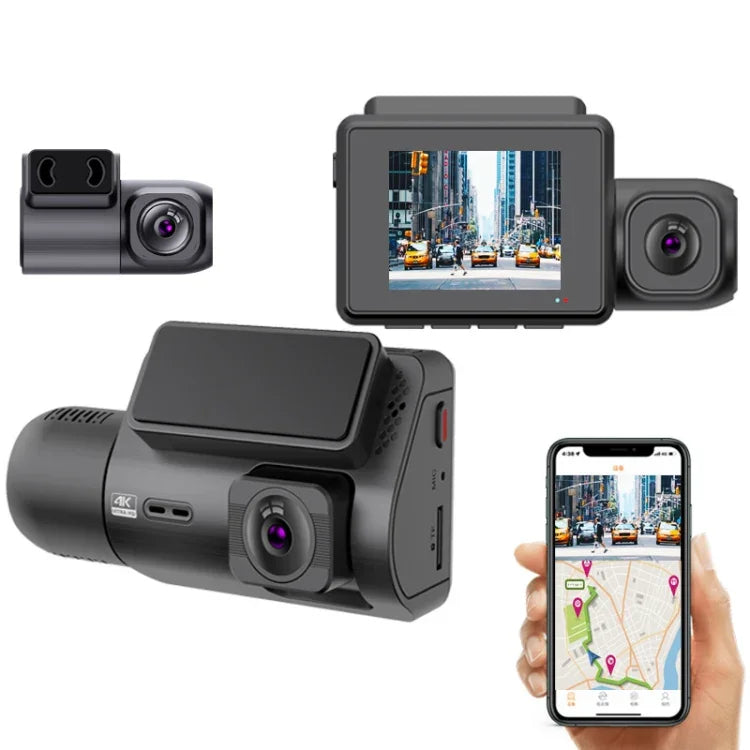 M700A مسجل سيارة بثلاث قنوات 4K UHD أمامي + 1080P داخلي + 2K خلفي + GPS + واي فاي، كاميرا داش، M700A