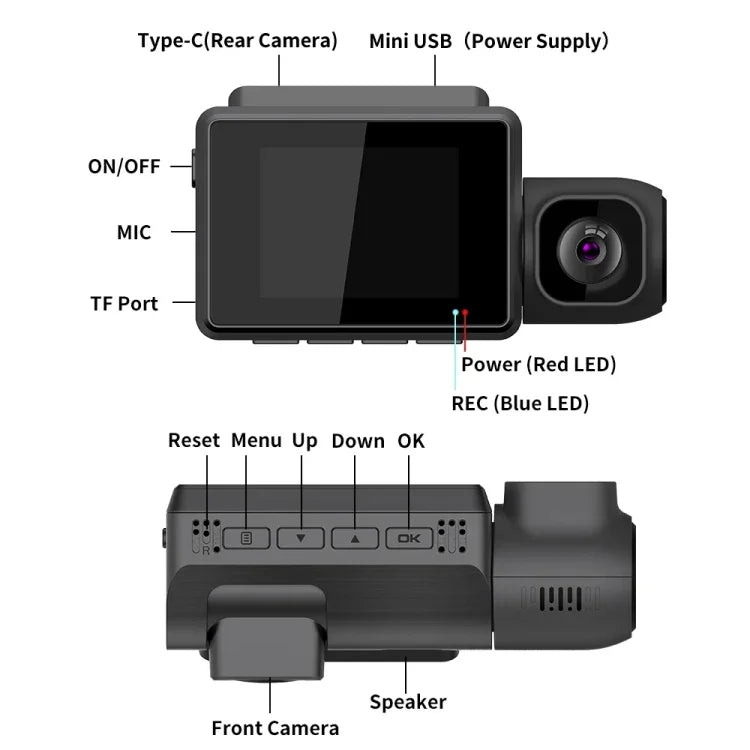 M700A مسجل سيارة بثلاث قنوات 4K UHD أمامي + 1080P داخلي + 2K خلفي + GPS + واي فاي، كاميرا داش، M700A