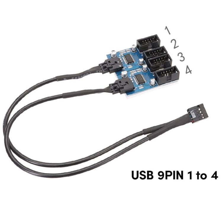 كابل تمديد USB2.0 9 دبابيس للوحة الأم 1 إلى 4 مع شريحة تدعم واجهات متعددة للاستخدام المشترك، 1 إلى 4