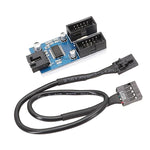 كابل تمديد USB2.0 9 دبابيس للوحة الأم 1 إلى 2 مع شريحة تدعم واجهات متعددة للاستخدام المشترك، 1 إلى 2