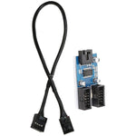 كابل تمديد USB2.0 9 دبابيس للوحة الأم 1 إلى 2 مع شريحة تدعم واجهات متعددة للاستخدام المشترك، 1 إلى 2