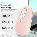 ماوس لاسلكي صامت مضيء قابل لإعادة الشحن، 2.4G وردي، 2.4G أزرق، 2.4G أخضر، 2.4G+بلوتوث وردي، 2.4G+بلوتوث أزرق، 2.4G+بلوتوث أخضر