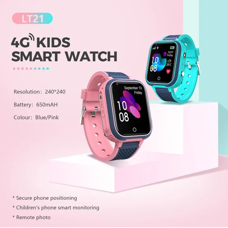 ساعة ذكية للأطفال LT21 بشبكة 4G، شاشة 1.4 بوصة، شبكة عالمية كاملة، مقاومة للماء IP67، واي فاي
