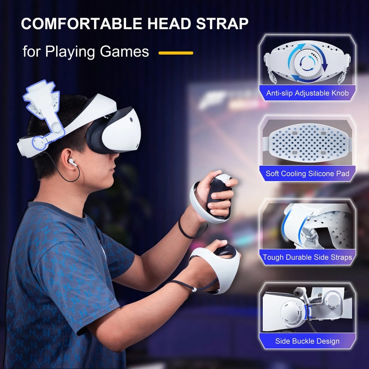 DEVASO لحزام رأس بلايستيشن VR 2 إيليت غير قابل للانزلاق مريح لتقليل الوزن، لبلايستيشن VR 2 ABS