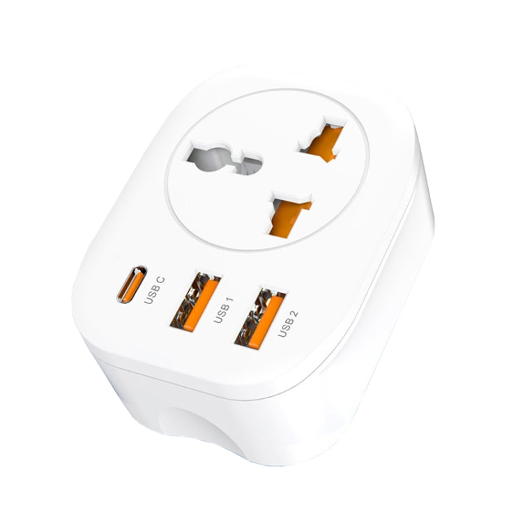 محول مقبس عالمي مع 2 USB + Type-C، قابس ذكي، قابس المملكة المتحدة، قابس الولايات المتحدة، قابس الاتحاد الأوروبي