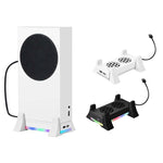 مروحة تبريد قاعدة لجهاز XBOX Series S مع شريط إضاءة LED مدمج، مروحة تبريد قاعدة بيضاء، مروحة تبريد قاعدة سوداء