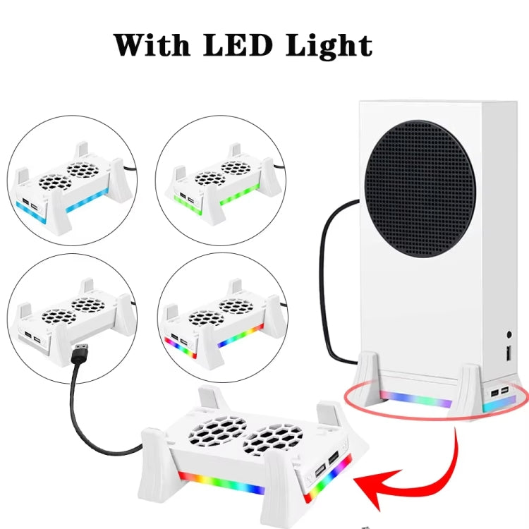 مروحة تبريد قاعدة لجهاز XBOX Series S مع شريط إضاءة LED مدمج، مروحة تبريد قاعدة بيضاء، مروحة تبريد قاعدة سوداء