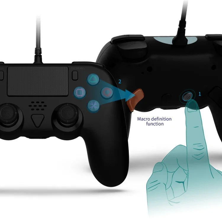 جهاز تحكم سلكي لـ PS5 / PS5 Slim / PC مع برمجة ماكرو وجيروسكوب 6 محاور، سلكي