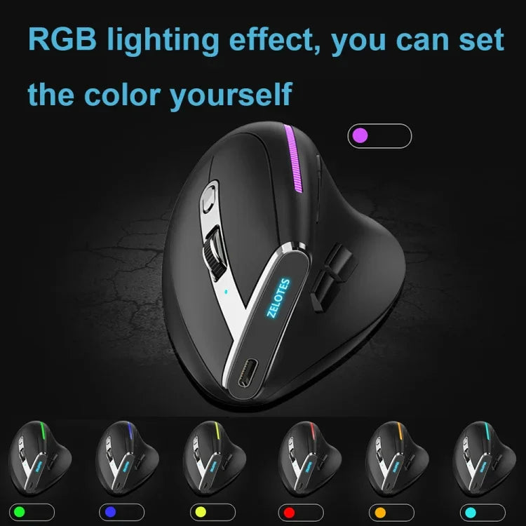 ZELOTES F36 قبضة رأسية مريحة ببرمجة 9 مفاتيح مزدوجة البلوتوث + 2.4G فأرة لاسلكية، F36 (أبيض)، F36 (أسود)