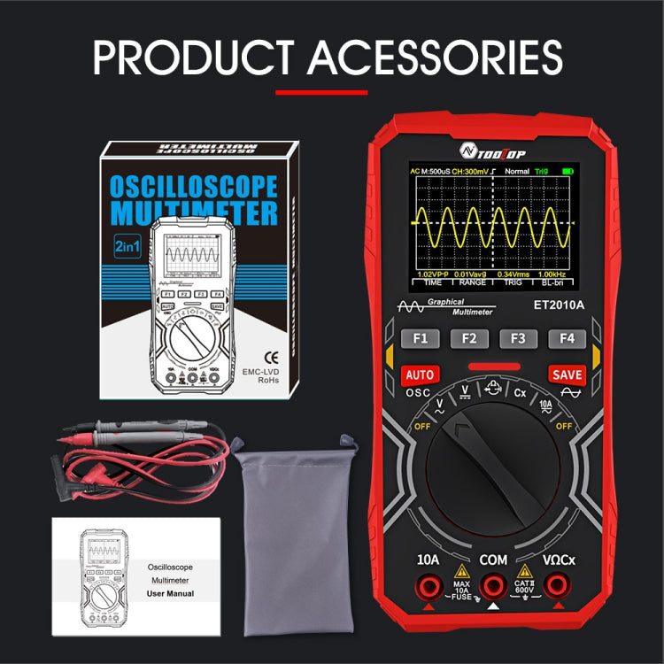 TOOLTOP 2 In 1 DIY Oscilloscope Mini Multimeter, ET2010A