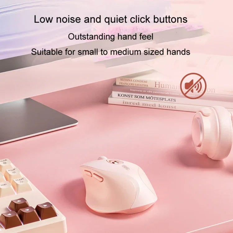 Inphic DR801 فأرة لاسلكية قابلة لإعادة الشحن بثلاثة أوضاع 2.4G+بلوتوث 5.0/4.0 USB صامتة للبنات والمكتب والمنزل والألعاب