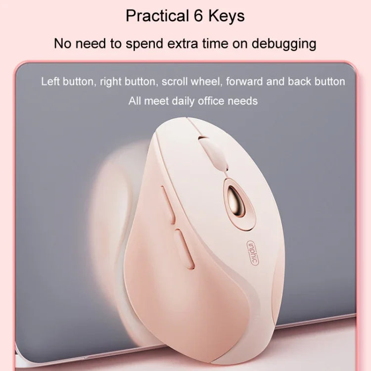 Inphic DR801 فأرة لاسلكية قابلة لإعادة الشحن بثلاثة أوضاع 2.4G+بلوتوث 5.0/4.0 USB صامتة للبنات والمكتب والمنزل والألعاب