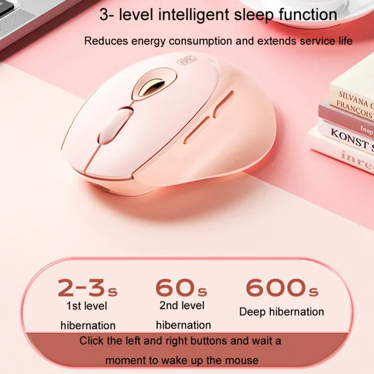 Inphic DR801 فأرة لاسلكية قابلة لإعادة الشحن بثلاثة أوضاع 2.4G+بلوتوث 5.0/4.0 USB صامتة للبنات والمكتب والمنزل والألعاب