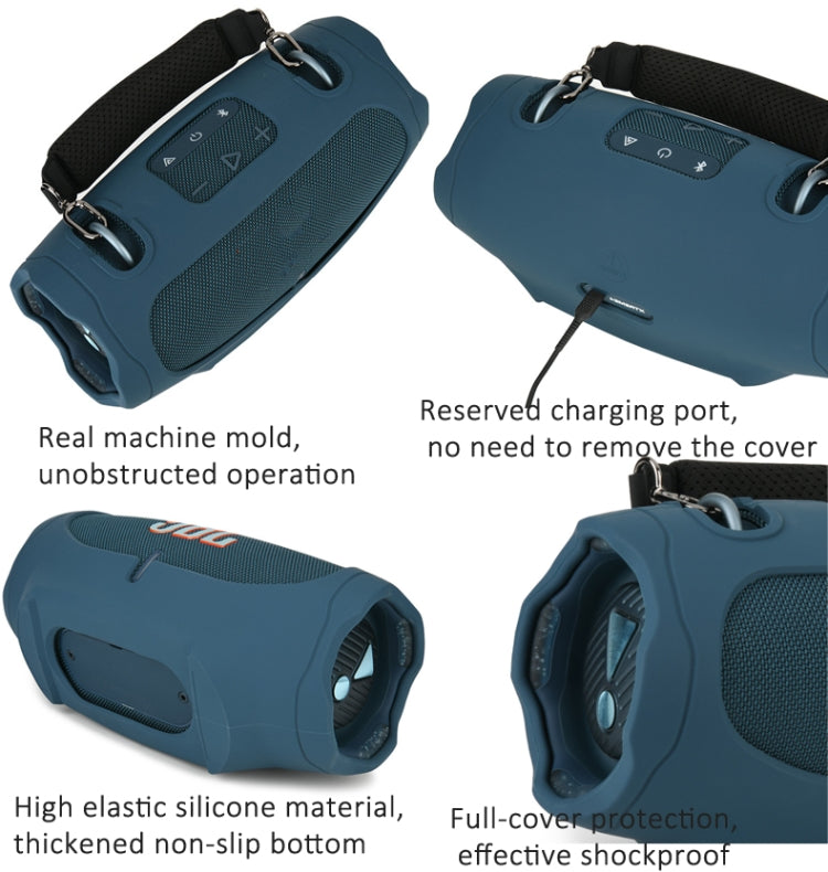 غطاء سيليكون لمكبر صوت JBL Xtreme 4 مع حزام حمل مضاد للضغط، غطاء واقي محمول مع مقبض أسود، مع مقبض أزرق، مع مقبض أخضر