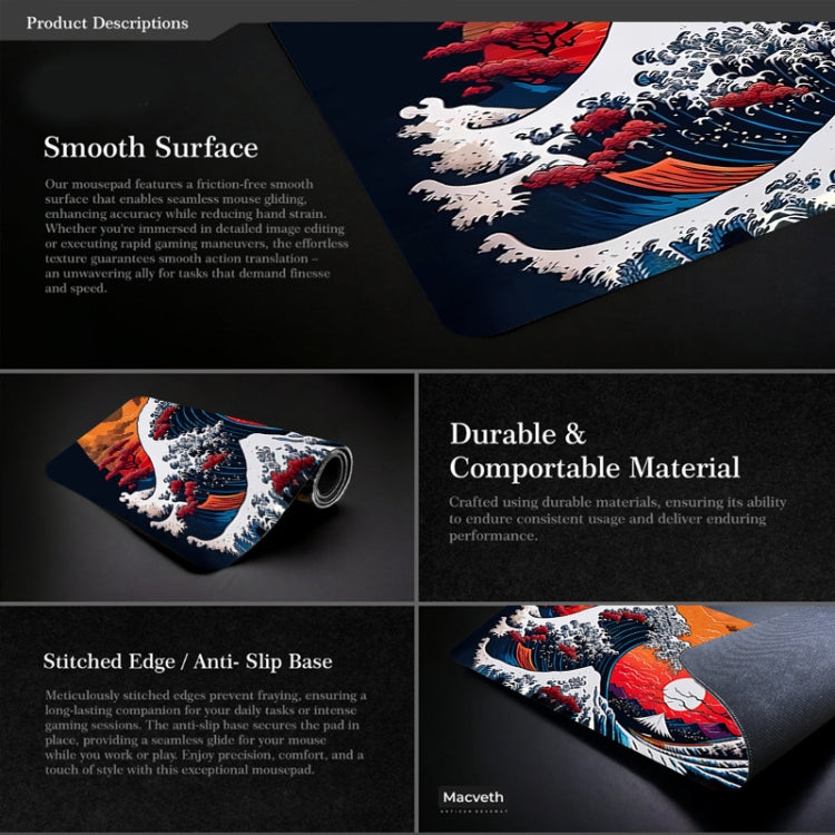 لوحة ماوس للألعاب Big Wave مطاطية غير قابلة للانزلاق، 300x600x2مم، 300x700x3مم، 300x800x2مم، 300x800x3مم، 400x900x2مم، 400x900x3مم