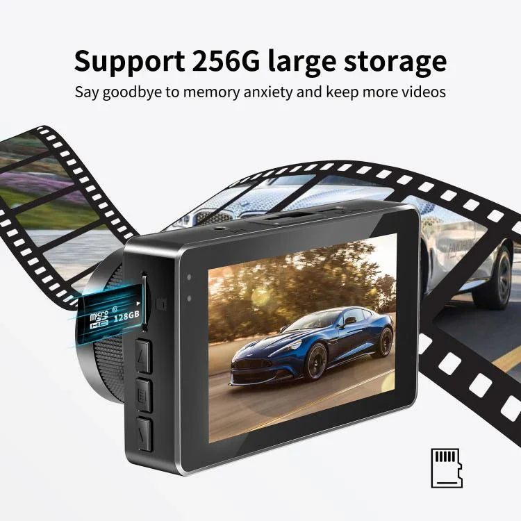 مسجل قيادة بدقة 4K + 1080P تسجيل أمامي وخلفي مزدوج، صور عكسية عبر واي فاي