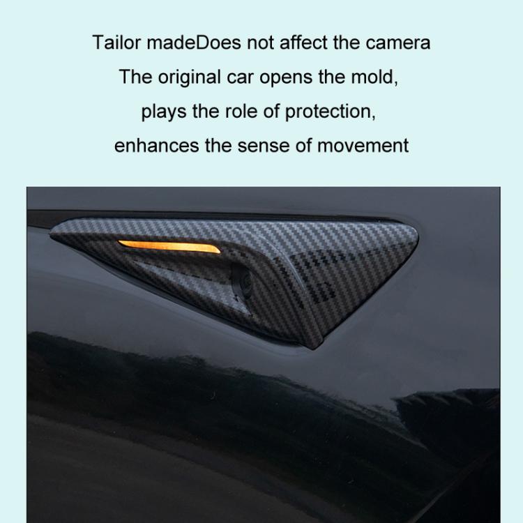 For Tesla 2024 Model 3 Fenders Side Labels Camera Cover Stickers, Glossy Carbon Fiber Texture, Matt Carbon Fiber Texture, Piano Paint Bright Black, Frosted Matt Black, Bright Red
