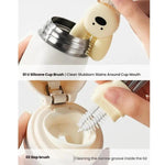فرشاة كوب 3 في 1 على شكل أرنب متعددة الوظائف لتنظيف الشقوق، زجاجة، كوب معزول، حلقة مطاطية