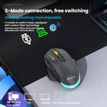 MKESPN W601 فأرة ألعاب لاسلكية صامتة بثلاثة أوضاع ماكرو من ألياف الكربون بدقة 12800 DPI بلوتوث