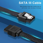 كابل طاقة محرك أقراص صلب SATA3.0 مع درع رقائق الألمنيوم وجسم مضفر، 0.5 م