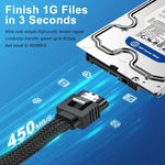 كابل طاقة محرك أقراص صلب SATA3.0 مع درع رقائق الألمنيوم وجسم مضفر، 0.5 م