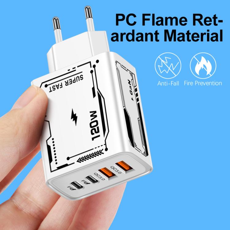 شاحن متعدد المنافذ للهاتف المحمول 2 USB + 2 PD Type-C 2 أمبير