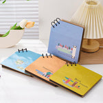DIY Wooden Square Memorial Album Kids Growth Photo Album Cartoon Photo Book, Best Friends, Happiness, Just For You, Forever Love