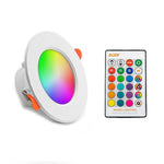 مصباح سقف دائري مدمج مع ضوء RGB + أبيض قابل للتعتيم مع جهاز تحكم عن بعد بالأشعة تحت الحمراء، 10 واط 220 فولت، 10 واط 85-265 فولت، 15 واط 220 فولت، 15 واط 85-265 فولت