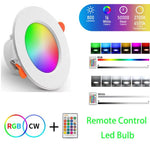 مصباح سقف دائري مدمج مع ضوء RGB + أبيض قابل للتعتيم مع جهاز تحكم عن بعد بالأشعة تحت الحمراء، 10 واط 220 فولت، 10 واط 85-265 فولت، 15 واط 220 فولت، 15 واط 85-265 فولت