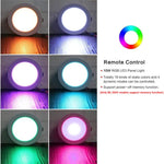 مصباح سقف دائري مدمج مع ضوء RGB + أبيض قابل للتعتيم مع جهاز تحكم عن بعد بالأشعة تحت الحمراء، 10 واط 220 فولت، 10 واط 85-265 فولت، 15 واط 220 فولت، 15 واط 85-265 فولت
