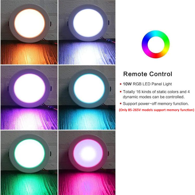 مصباح سقف دائري مدمج مع ضوء RGB + أبيض قابل للتعتيم مع جهاز تحكم عن بعد بالأشعة تحت الحمراء، 10 واط 220 فولت، 10 واط 85-265 فولت، 15 واط 220 فولت، 15 واط 85-265 فولت