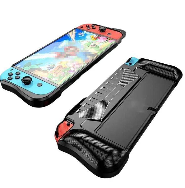 غطاء حماية من TPU لوحدة Switch OLED مع هيكل متكامل وفتحتين لبطاقات الألعاب