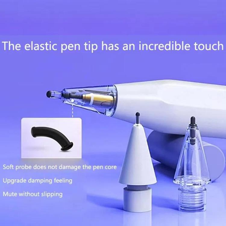 رأس بديل ناعم ومرن صامت لسلسلة Apple Pencil 2 / 1، 4B أبيض، 4B شفاف، 2B أبيض، 2B شفاف، HB أبيض، HB شفاف