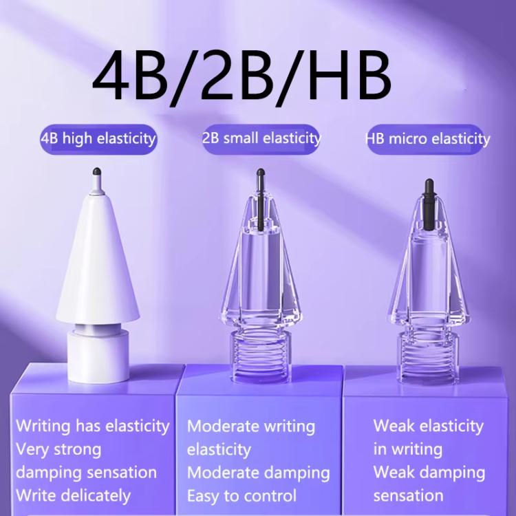 رأس بديل ناعم ومرن صامت لسلسلة Apple Pencil 2 / 1، 4B أبيض، 4B شفاف، 2B أبيض، 2B شفاف، HB أبيض، HB شفاف