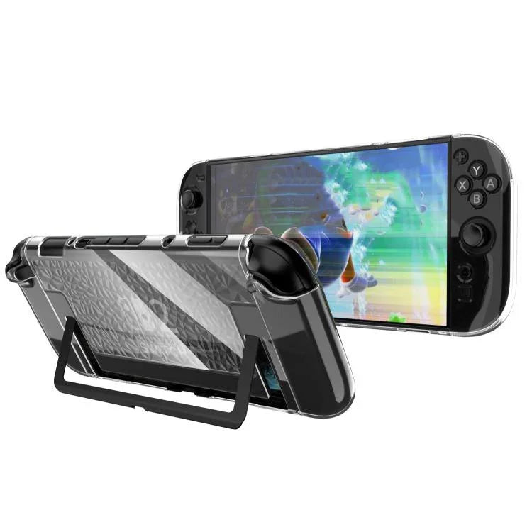 غطاء شفاف مقسم من TPU+PC لجهاز Nintendo Switch 2، غلاف واقي ضد الصدمات، غطاء مقسم من TPU+PC بنمط الماس