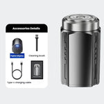 ماكينة حلاقة كهربائية محمولة للرجال بشاشة LCD – ماكينة حلاقة صغيرة للسفر، شحن سريع USB Type-C، تصميم مقاوم للماء وقابل للغسل، رأس بست شفرات رمادي معدني داكن، شفرة عائمة رمادي معدني داكن، رأس بست شفرات أسود، شفرة عائمة أسود