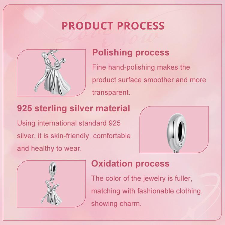 S925 Sterling Silver Oxidized Couple Dancing Pendant