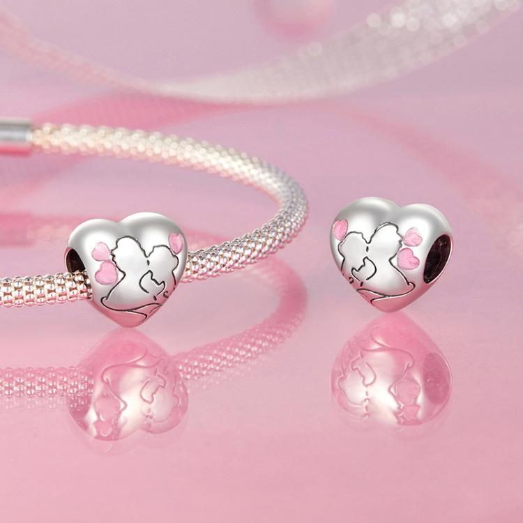 S925 Sterling Silver Oil Drop Couple Kiss Love Beads