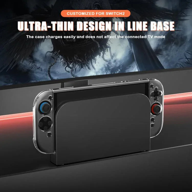 غطاء شفاف من الكريستال لجهاز Nintendo Switch 2 مع غطاء واقي شفاف لجهاز التحكم المنفصل