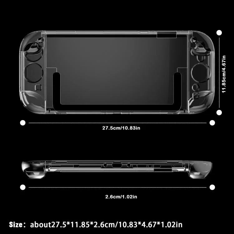 غطاء شفاف من الكريستال لجهاز Nintendo Switch 2 مع غطاء واقي شفاف لجهاز التحكم المنفصل