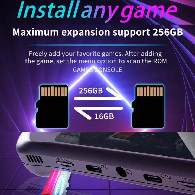 جهاز ألعاب PSP ريترو بشاشة IPS HD بحجم 3.5 بوصة نظام Linux GBA محمول، 64G، 128G