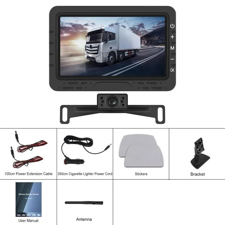 4.3 inch Digital Wireless HD 1 To 1 Reversing Display Car Center Control All-in-One Machine, With Long License Plate Holder North America, With Short License Plate Holder Europe