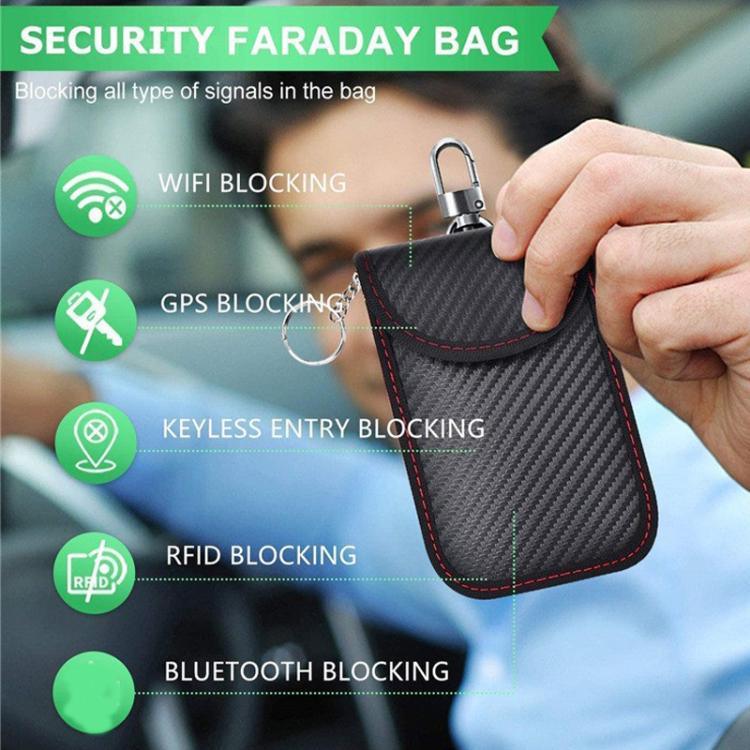 حامل مفتاح سيارة بحماية من حجب RFID، غلاف مفتاح من ألياف الكربون مضاد للسرقة للمركبات، بطاقات الائتمان والإلكترونيات، خط أحمر متوسط، خط أخضر متوسط، خط أسود صغير