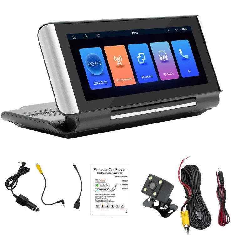 مشغل MP5 للسيارة بحجم 6.86 بوصة قابل للطي مع بلوتوث ودعم MirrorLink/CarPlay/Android Auto، B5370، B5370 مع كاميرا عكسية 4 LED، B5370 مع كاميرا عكسية 8 LED، B5370 مع كاميرا عكسية 12 LED