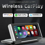 مشغل MP5 للسيارة بحجم 6.86 بوصة قابل للطي مع بلوتوث ودعم MirrorLink/CarPlay/Android Auto، B5370، B5370 مع كاميرا عكسية 4 LED، B5370 مع كاميرا عكسية 8 LED، B5370 مع كاميرا عكسية 12 LED