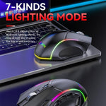 فأرة ألعاب لاسلكية MKESPN W605 بثلاثة أوضاع بدقة 24000 DPI مع تخصيص ماكرو 12 مفتاح، W605